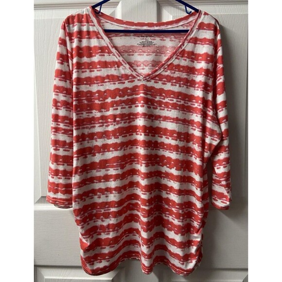 Lane Bryant Top Womens Plus 18/20 Knit V Neck 3/4 Sleeve Casual Pullover Blouse - Picture 2 of 6